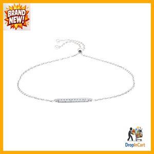 Sterling Silver Adjustable Bar Bracelet Cubic Zirconia Elegant Minimal Chic